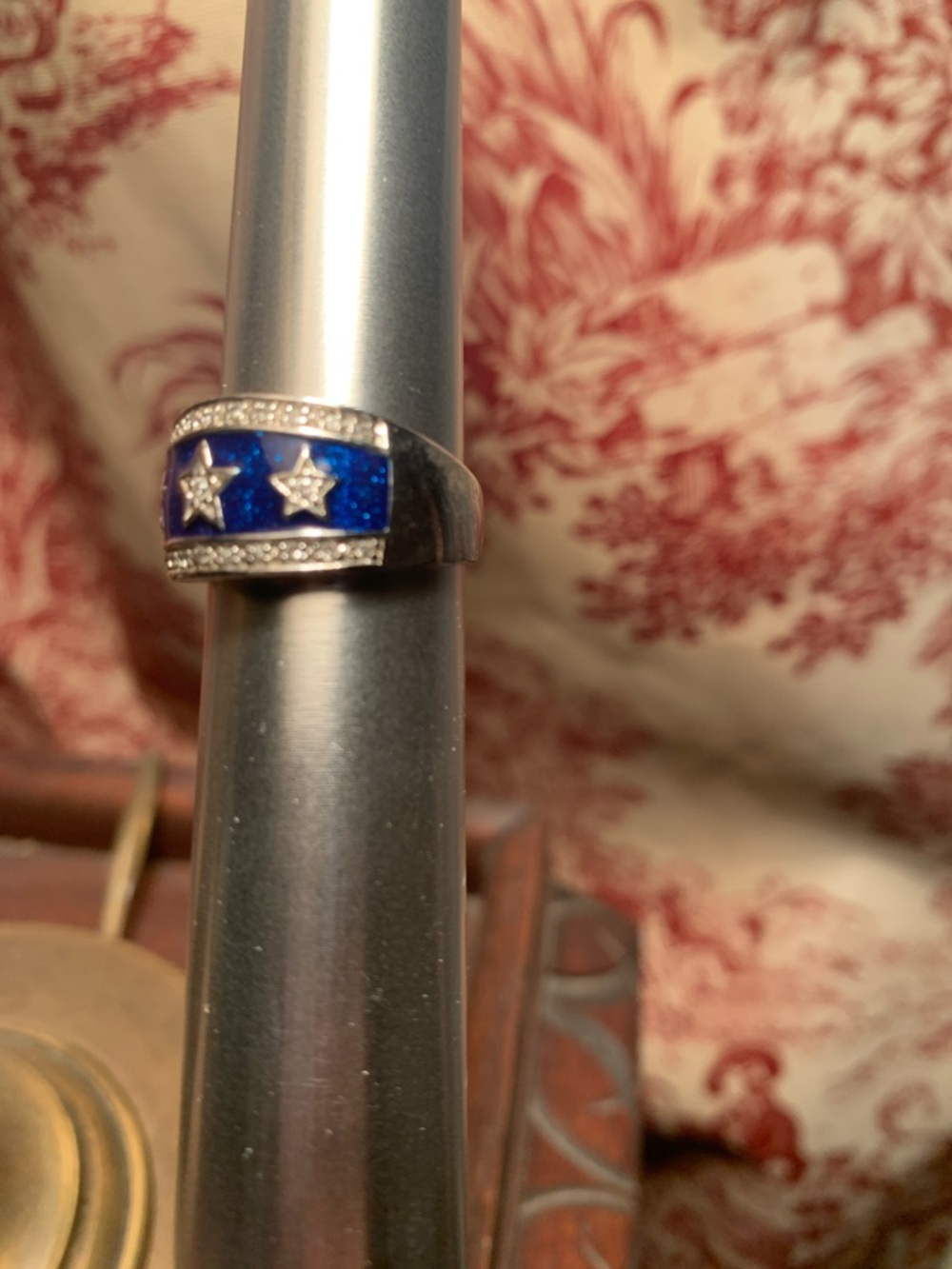 Blue Star Enamel Ring with Sparkle Accents - Picture 3 of 8